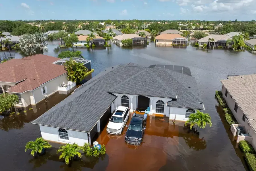 Florida neighborhood under floodwater after a tropical storm