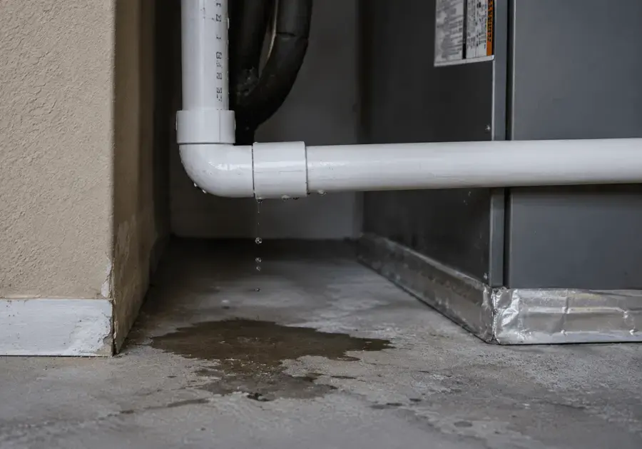 Condensate pooling under an air handler drain line in a Florida home